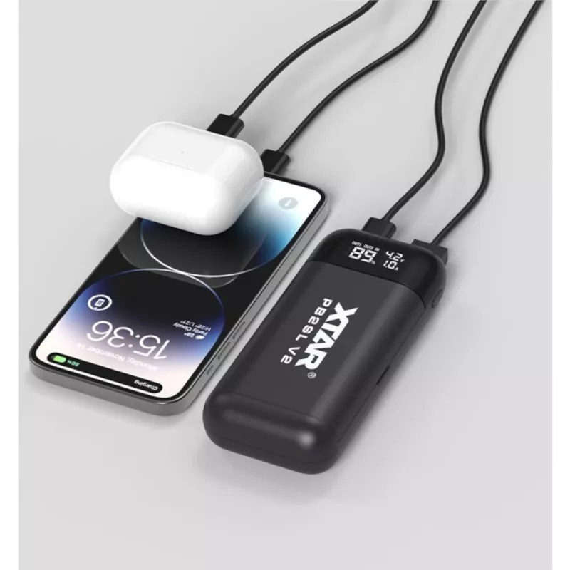 XTAR PB2SLV2 18650 Battery Charger and Power Bank with USB-C PD3.0 & QC3.0