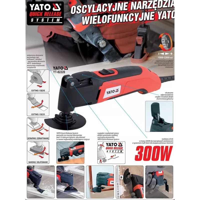 YATO 300W Multi-Tool with Variable Speed and Tool-Free Accessory Change
