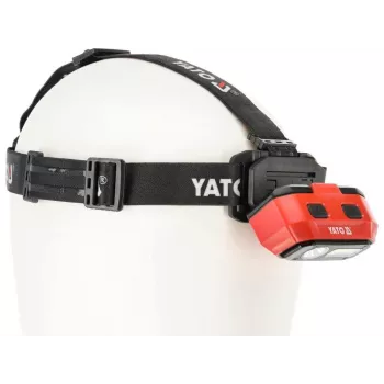Yato YT-08594 COB LED Work Light with Magnetic Base and Swivel Hook, 200 lm, 3x AA, Black/Red