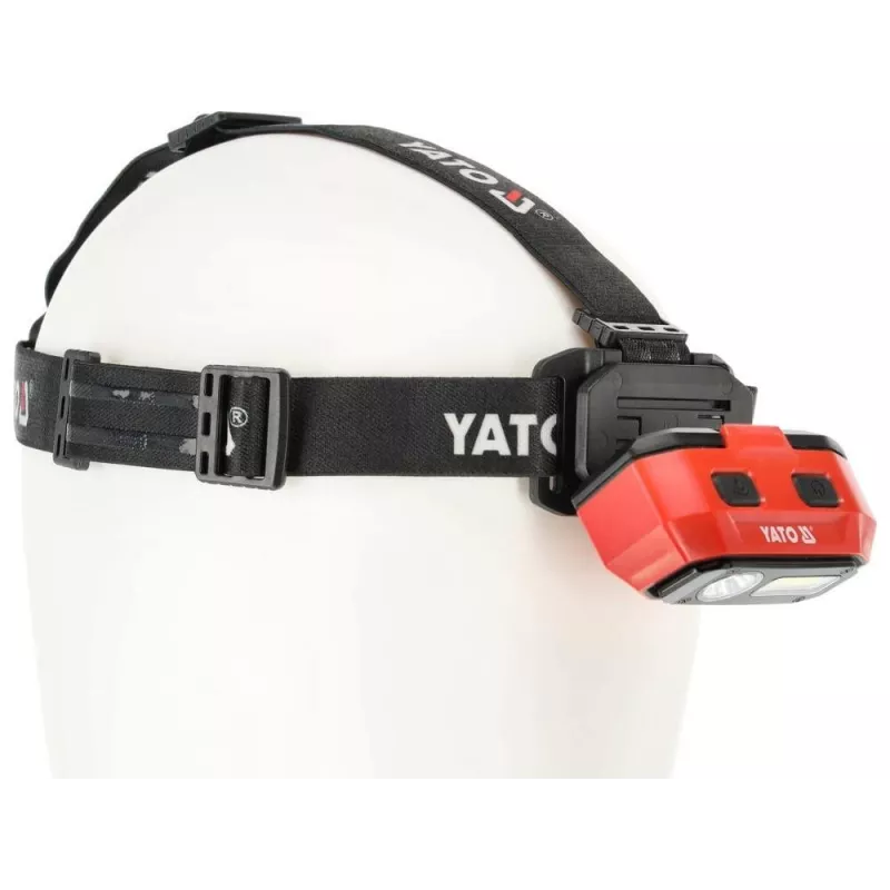 Yato YT-08594 COB LED Work Light with Magnetic Base and Swivel Hook, 200 lm, 3x AA, Black/Red