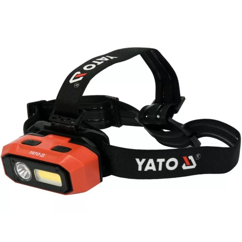 Yato YT-08594 COB LED Work Light with Magnetic Base and Swivel Hook, 200 lm, 3x AA, Black/Red