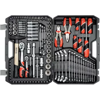 Yato YT-38891 216-Piece Mechanics Tool Set with 1/4 inch, 3/8 inch and 1/2 inch Drive Ratchets, Sockets, Wrenches, Bits and Hex Keys in Blow-Molded Case