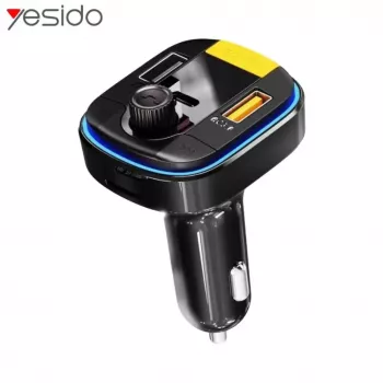 YESIDO Bluetooth to FM Transmitter 43W Fast Car Charger Y45 Black