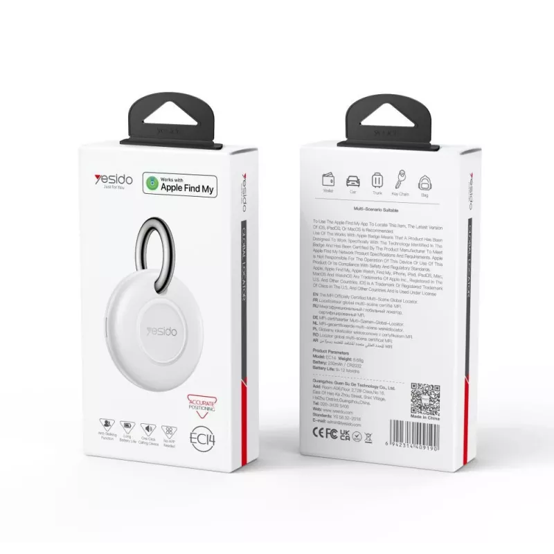 YESIDO GPS Tracker Compact with Apple Find My - White