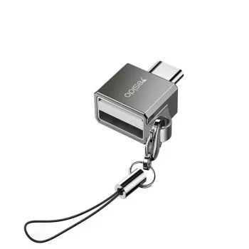 YESIDO GS08 Mini Aluminum Alloy USB Type-C OTG Adapter with Card Reader - Black