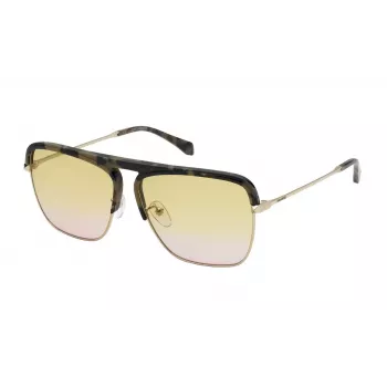 ZADIG & VOLTAIRE SZV321 Sunglasses - Men's Pilot Square Frame - Black - Grey Tint Lens - 60/13/140 mm