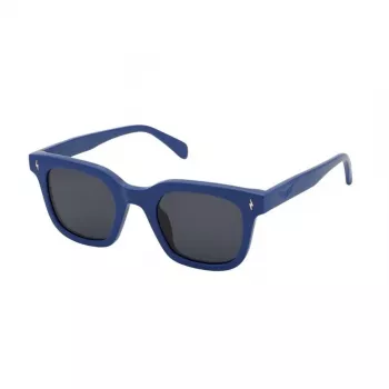 ZADIG & VOLTAIRE SZV401-480D82 Unisex Rectangular Sunglasses - Black Acetate Frame, Grey Polycarbonate Lens, 48/17/140 mm