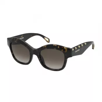 ZADIG & VOLTAIRE SZV410-5204BL Women's Rectangular Acetate Sunglasses - Black Frame Grey Lens 52mm