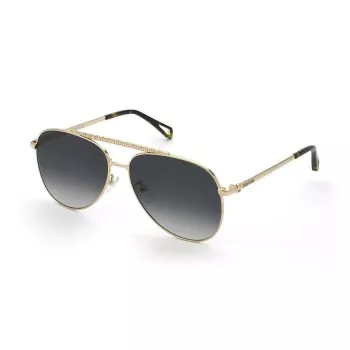 ZADIG & VOLTAIRE SZV415-600300 Men's Rectangular Sunglasses, Black Frame, Grey Lens, 60/17/140 mm