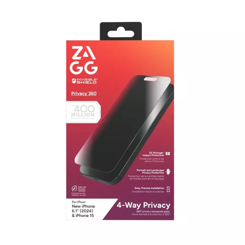 ZAGG InvisibleShield Glass Elite Privacy 360 Screen Protector for iPhone 14 Pro Max