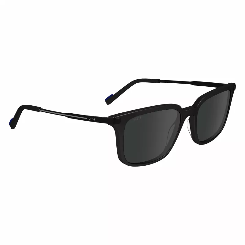 ZEISS MAN ZS24719S-1 Sunglasses - Black Acetate Frame, Grey Polycarbonate Lenses, 54/18/145 mm