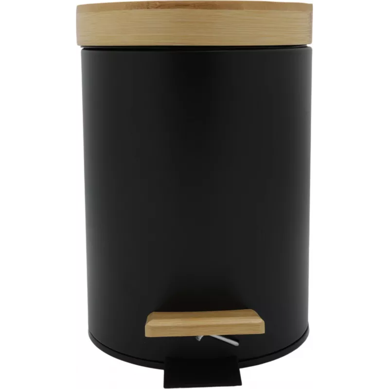 Zeller 18910 Bamboo Lid 3L Soft-Close Pedal Bin, Matte Black
