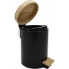 Zeller 18910 Bamboo Lid 3L Soft-Close Pedal Bin, Matte Black