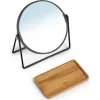 Zeller Present 18738 Freestanding Round Make-up Mirror, Double-Sided 1x/3x Magnification, Black