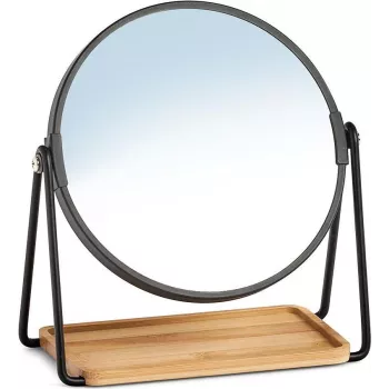 Zeller Present 18738 Freestanding Round Make-up Mirror, Double-Sided 1x/3x Magnification, Black