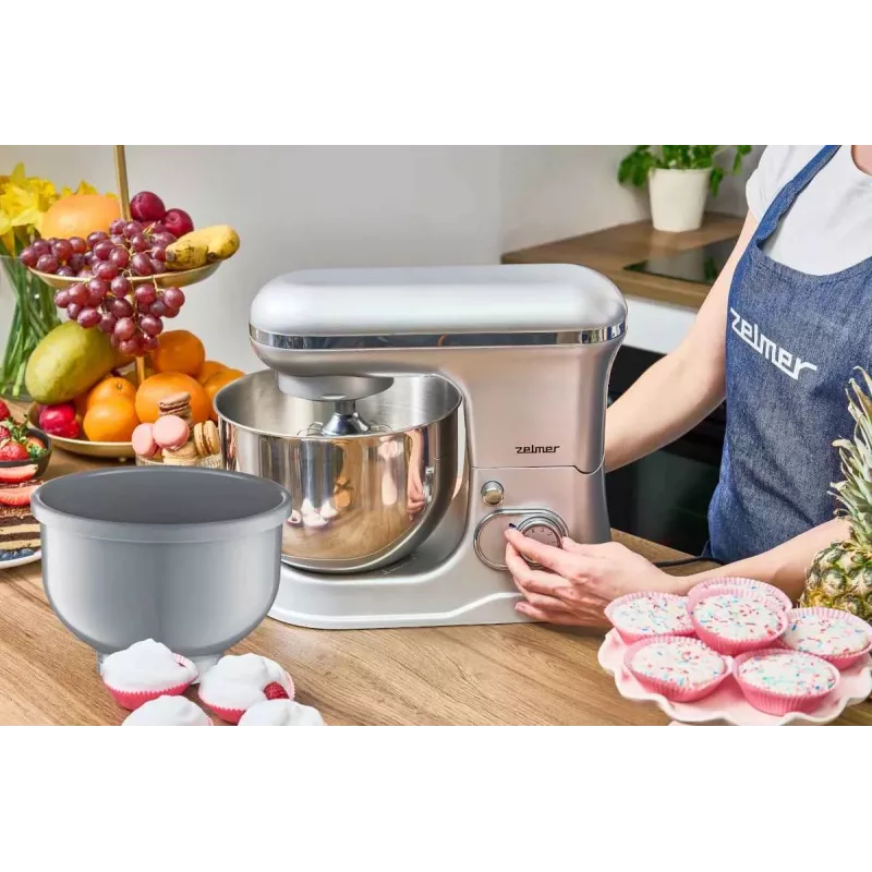 Zelmer ZKR1360 Stand Mixer – 1300 W, 5.5 L Bowl, Planetary Mixing, Black/Silver
