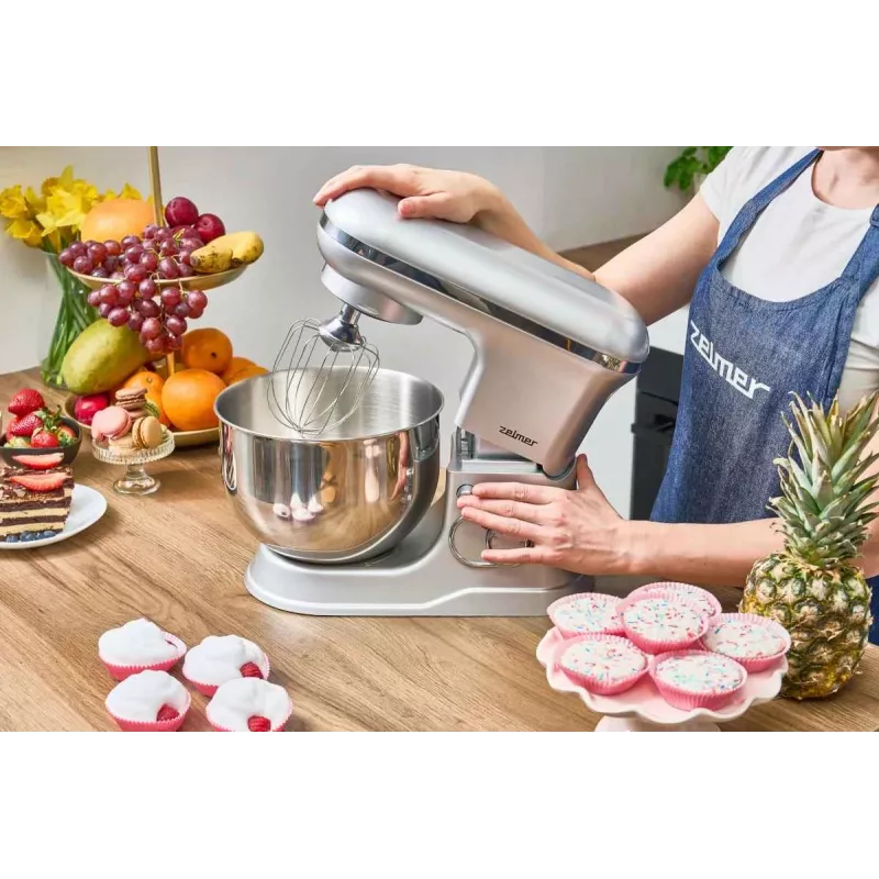 Zelmer ZKR1360 Stand Mixer – 1300 W, 5.5 L Bowl, Planetary Mixing, Black/Silver