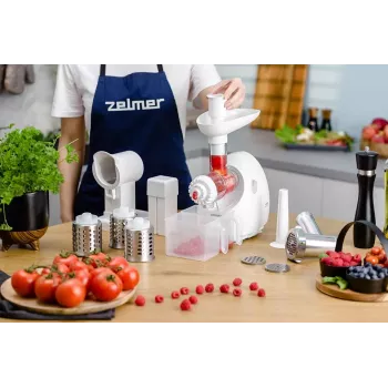 Zelmer ZMM4050B Meat Grinder 1900W with 3 Grinding Screens, Sausage Stuffer, Kubbe & Shredder Set