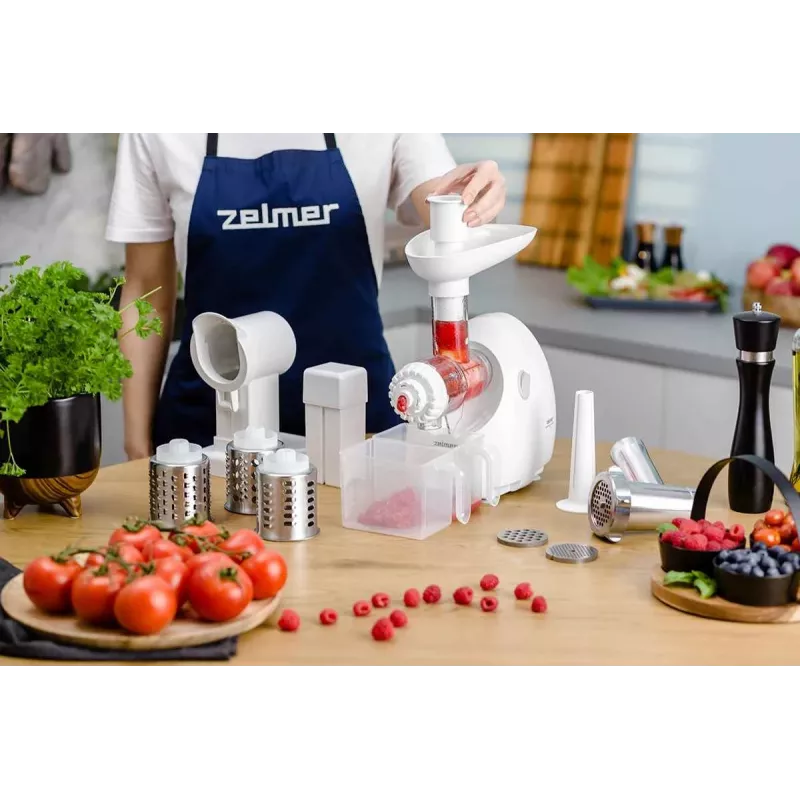 Zelmer ZMM4050B Meat Grinder 1900W with 3 Grinding Screens, Sausage Stuffer, Kubbe & Shredder Set