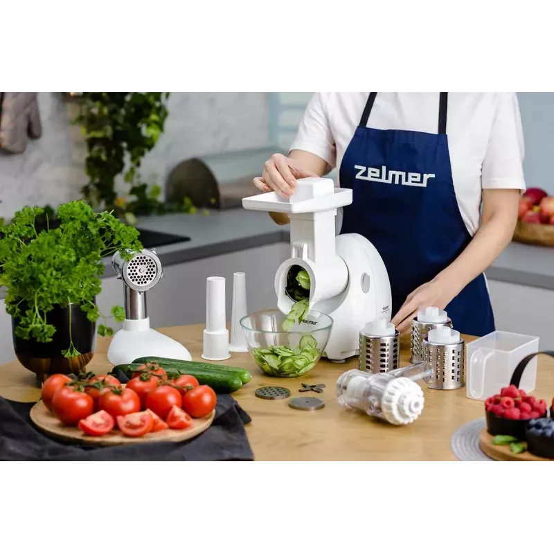 Zelmer ZMM4050B Meat Grinder 1900W with 3 Grinding Screens, Sausage Stuffer, Kubbe & Shredder Set