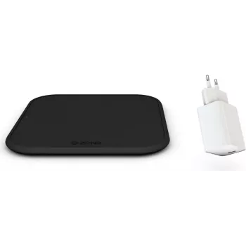 Zens Single Wireless Charger Combi Pack USB - Qi Certified 10W Fast Charging Pad with 12W Wall Adapter, Black
