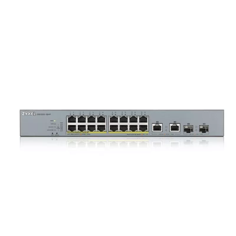ZyXEL GS1350-18HP-EU0101F Smart Managed Gigabit PoE+ Switch with 16 PoE+ Ports and 2 SFP Uplinks, 250W Budget