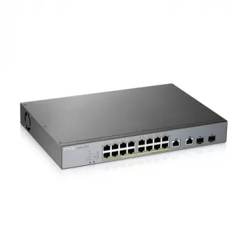ZyXEL GS1350-18HP-EU0101F Smart Managed Gigabit PoE+ Switch with 16 PoE+ Ports and 2 SFP Uplinks, 250W Budget