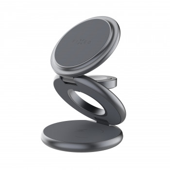 FIXED MagPowerstation Round FIXMPOS-RO-GR 3-in-1 Wireless Charger, Grey