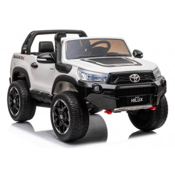 LEAN CARS Electric Ride On Car Toyota Hilux White 12V with Parental Remote