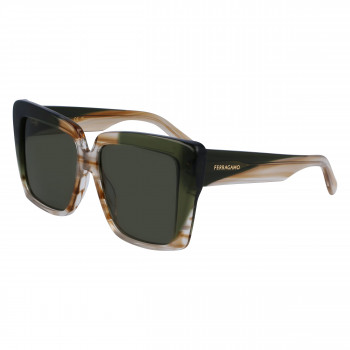 Ferragamo Women's SF1060SN-263 Butterfly Sunglasses, Havana Frame, Brown Gradient Lens, 55mm