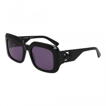 Longchamp LO753S5120001 Women's Square Sunglasses, Black Acetate Frame, Grey Lenses, 51/20/140 mm