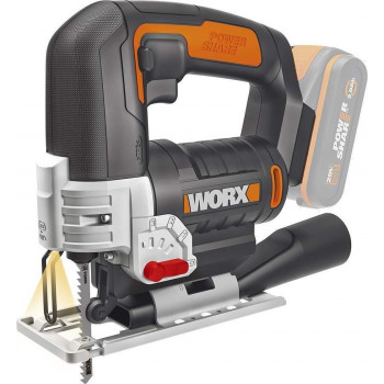 WORX WX543.9 20V Cordless Jigsaw with 4 Pendulum Settings, Tool-Free Blade Change, LED Light, 80mm Wood Cutting Capacity