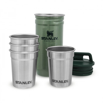 STANLEY Vodka glass set Adventure, 4 glasses 59mL with storage frame green