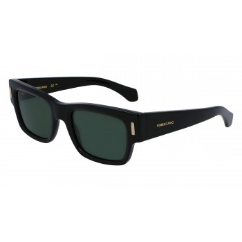 Ferragamo Men's SF2011S-001 Rectangular Sunglasses, Black Frame, Grey Lenses, 53mm