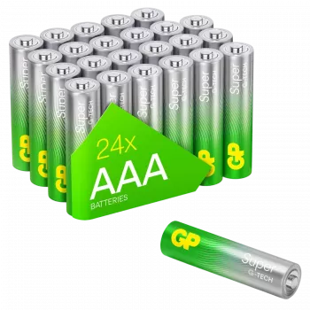 GP Super Alkaline AAA Batteries 1.5V — 24-pack (model 03024AETA-B24)