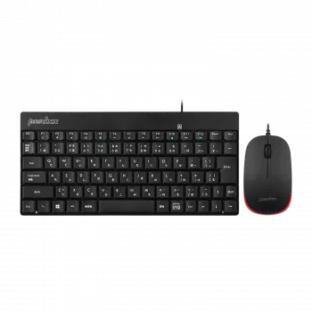 Perixx PERIDUO-212 DE, mini USB keyboard and mouse set, black