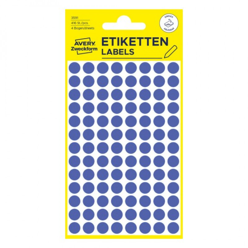 Avery Zweckform 3591 – removable marking dots, Ø 8 mm, blue, 416 pcs.