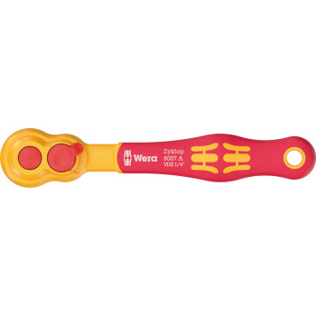 Wera 8007 A VDE Zyklop Insulated Ratchet, 1/4 inch, 144 mm, 05004866001