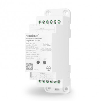 MiBoxer TZ2 2-in-1 DIN Rail LED Controller, Zigbee 3.0 + RF, 12–48 V, 20 A Total