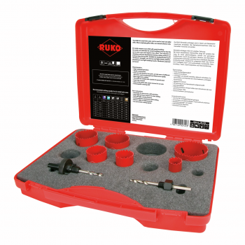 RUKO 106305 HSS Bi-Metal Hole Saw Set for Electricians, 8 Pieces