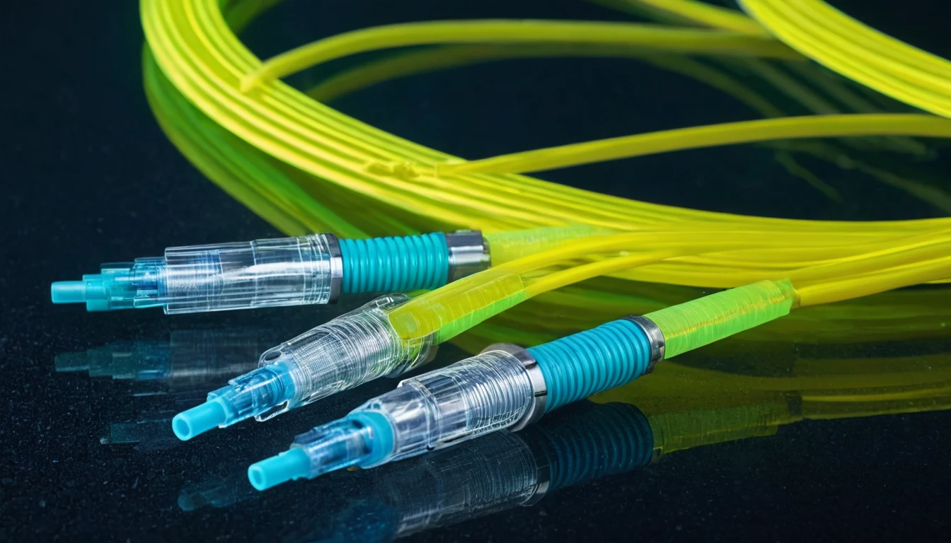 Glasfaser-Patchkabel in einem Netzwerkschrank