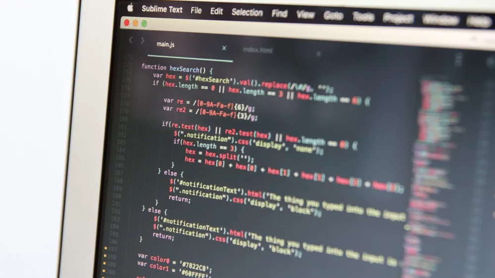 Code editor open on a laptop screen
