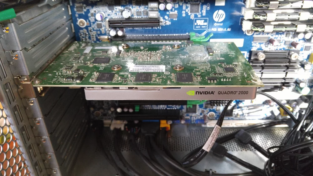 Professional graphics card installed in an HP Z workstation