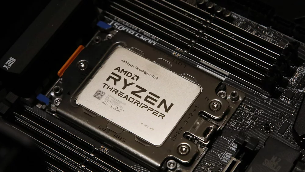 High end AMD processor socket on a workstation motherboard